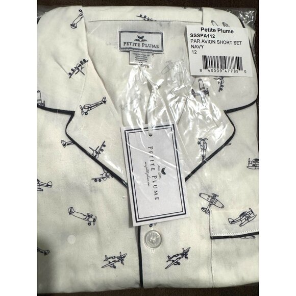 Petite Plume Kids Airplane Print Pajama Set Short Sleeve Button-Up 50% Cotton & - Picture 11 of 13